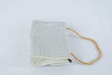 Load image into Gallery viewer, Whiting and Davis White Mesh Evening Bag Gold Chain Mirror Purse 7 x 5
