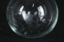 Load image into Gallery viewer, Etched Glass Jar with Lid – Small Round Floral Canister / Candy or Vanity Jar
