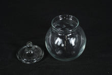 Load image into Gallery viewer, Etched Glass Jar with Lid – Small Round Floral Canister / Candy or Vanity Jar
