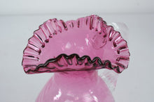 Load image into Gallery viewer, Fenton Cranberry Opalescent Glass Pitcher Ruffled Rim Clear Handle
