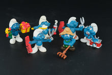 Load image into Gallery viewer, Vintage Smurfs Lot – 1970s–1980s Schleich Peyo Figures – Barber, Farmer, Gift Giver &amp; More (Set of 6)
