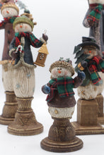 Load image into Gallery viewer, Set of 5 Christmas Snowman Figurines Tall Holiday Mantel Decor
