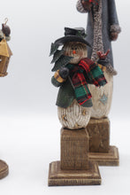 Load image into Gallery viewer, Set of 5 Christmas Snowman Figurines Tall Holiday Mantel Decor
