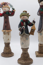 Load image into Gallery viewer, Set of 5 Christmas Snowman Figurines Tall Holiday Mantel Decor
