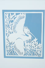 Load image into Gallery viewer, &quot;Snowy Ruffled Feathers&quot; by Jeannine Reese – Framed Scherenschnitte Art (14&quot; x 17&quot;)
