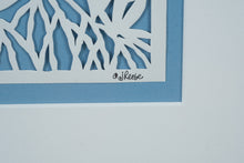 Load image into Gallery viewer, &quot;Snowy Ruffled Feathers&quot; by Jeannine Reese – Framed Scherenschnitte Art (14&quot; x 17&quot;)
