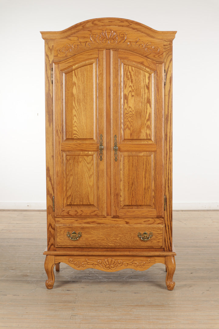 Solid Oak Dome Top Armoire / Cabinet