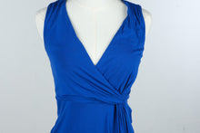 Load image into Gallery viewer, Soma Cobalt Blue Faux Wrap Ruched Midi Dress Size XS

