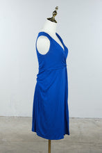Load image into Gallery viewer, Soma Cobalt Blue Faux Wrap Ruched Midi Dress Size XS
