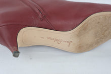 Load image into Gallery viewer, Sam Edelman Womens Burgundy Leather Pointed Toe Ankle Boots Kitten Heel Size 8
