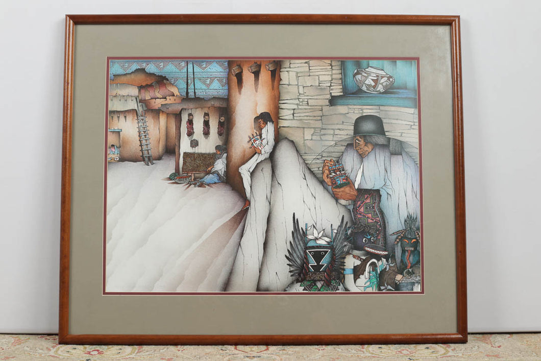 South American Woman with Idols Framed Print