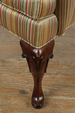 Load image into Gallery viewer, Southwood Striped Wingback Chair with Carved Legs
