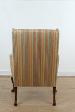 Load image into Gallery viewer, Southwood Striped Wingback Chair with Carved Legs

