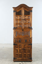 Load image into Gallery viewer, Spanish Colonial Style Carved Wood Secretary Desk Cabinet with Iron Hardware
