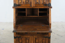 Load image into Gallery viewer, Spanish Colonial Style Carved Wood Secretary Desk Cabinet with Iron Hardware
