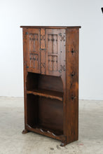 Load image into Gallery viewer, Vintage Spanish Revival Carved Wood Bar Cabinet with Open Shelving
