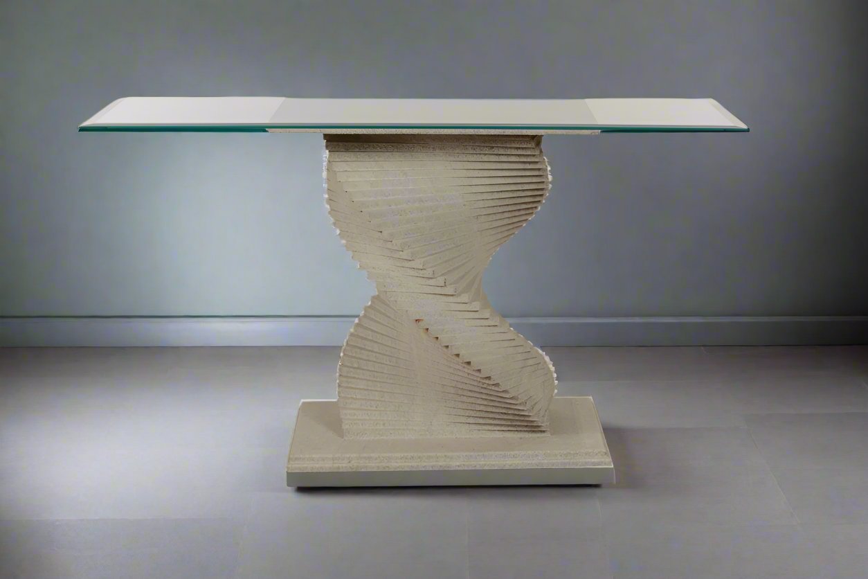 Spiral Stacked Console Table with Glass Top – Craze