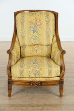 Load image into Gallery viewer, Jardin de Printemps French Carved Arm Chair &amp; Ottoman
