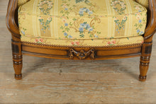 Load image into Gallery viewer, Jardin de Printemps French Carved Arm Chair &amp; Ottoman
