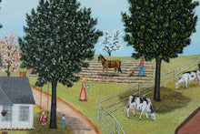 Load image into Gallery viewer, Berneta Crowder Springtime in Spring Hill Folk Art Farm Painting Original Acrylic 18x24
