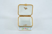 Load image into Gallery viewer, Limoges France Hand Decorated Porcelain Trinket Box Blue Floral Gold Trim
