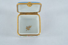 Load image into Gallery viewer, Limoges France Hand Decorated Porcelain Trinket Box Blue Floral Gold Trim
