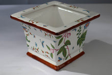 Load image into Gallery viewer, Square Porcelain Planter Featuring Flowers, Dragon Flies and Butterflies
