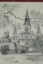 Load image into Gallery viewer, Vintage 1976 Don Davey St Louis Cathedral New Orleans Framed Lithograph 15x17
