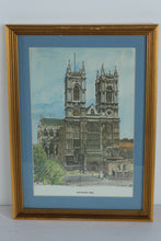 Load image into Gallery viewer, Pair of Framed Bernard Smith London Landmark Prints St Pauls Cathedral Westminster Abbey
