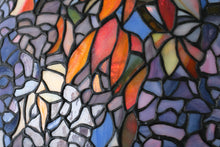 Load image into Gallery viewer, Large Tiffany Style Stained Glass Table Lamp with Floral Shade and Cast Metal Base
