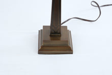 Load image into Gallery viewer, Mission Style Stained Glass Table Lamp Bronze Finish 22 Inch Geometric Shade
