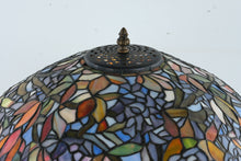 Load image into Gallery viewer, Large Tiffany Style Stained Glass Table Lamp with Floral Shade and Cast Metal Base
