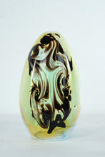 Load image into Gallery viewer, Hand Blown Art Glass Vase Blue Green Amber Swirl Studio Style 15.5 Inch
