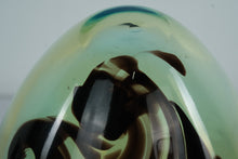 Load image into Gallery viewer, Hand Blown Art Glass Vase Blue Green Amber Swirl Studio Style 15.5 Inch
