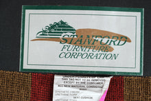 Load image into Gallery viewer, Stanford Furniture Upholstered Lounge Chairs Pair Red and Brown Plaid Barrel Armchairs
