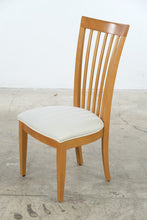 Load image into Gallery viewer, Stanley Furniture Maple Dining Chair Natural Wood Slat Back Ivory Upholstered Seat
