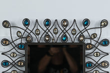 Load image into Gallery viewer, Pier 1 Imports “Stardust Peacock” Mirror – 24” x 36” – Jeweled Metal Frame Wall Mirror
