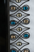 Load image into Gallery viewer, Pier 1 Imports “Stardust Peacock” Mirror – 24” x 36” – Jeweled Metal Frame Wall Mirror
