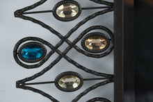 Load image into Gallery viewer, Pier 1 Imports “Stardust Peacock” Mirror – 24” x 36” – Jeweled Metal Frame Wall Mirror
