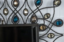 Load image into Gallery viewer, Pier 1 Imports “Stardust Peacock” Mirror – 24” x 36” – Jeweled Metal Frame Wall Mirror
