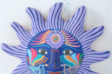 Load image into Gallery viewer, Mexican Folk Art Sun Face Wall Plaque Hand Painted Pottery Birds 10 Inch
