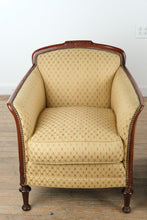 Load image into Gallery viewer, Statesville Chair Company Upholstered Tub Armchairs with Carved Wood Frames – Pair
