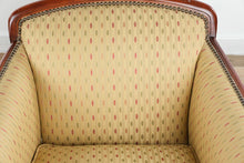Load image into Gallery viewer, Statesville Chair Company Upholstered Tub Armchairs with Carved Wood Frames – Pair

