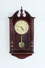 Load image into Gallery viewer, Stratford Westminster Wall Clock Battery Powered Pendulum Traditional Cherry Finish
