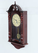 Load image into Gallery viewer, Stratford Westminster Wall Clock Battery Powered Pendulum Traditional Cherry Finish
