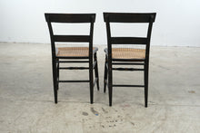 Load image into Gallery viewer, Antique Hitchcock Style Black Gold Floral Stenciled Cane Seat Chairs Pair
