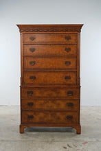 Load image into Gallery viewer, Sterling Ashmore Burled Wood Inlaid Secretary Highboy Chest
