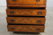 Load image into Gallery viewer, Sterling Ashmore Burled Wood Inlaid Secretary Highboy Chest
