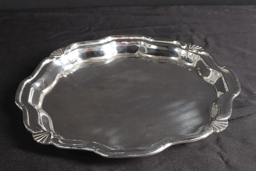 Sterling Silver Scalloped Edge Platter with Fans #2