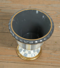 Load image into Gallery viewer, MacKenzie-Childs Sterling Stripe Tabletop Urn – Hand-Painted Ceramic with Gold Accents
